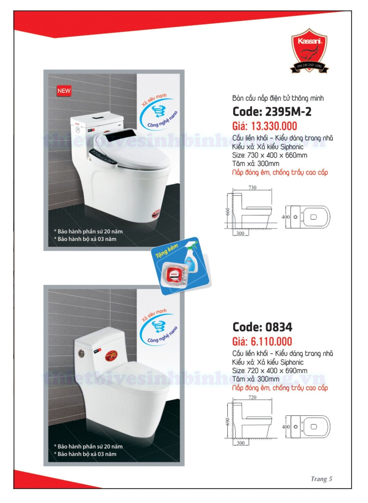 Bồn cầu sứ Thái Lan Kassani 0834